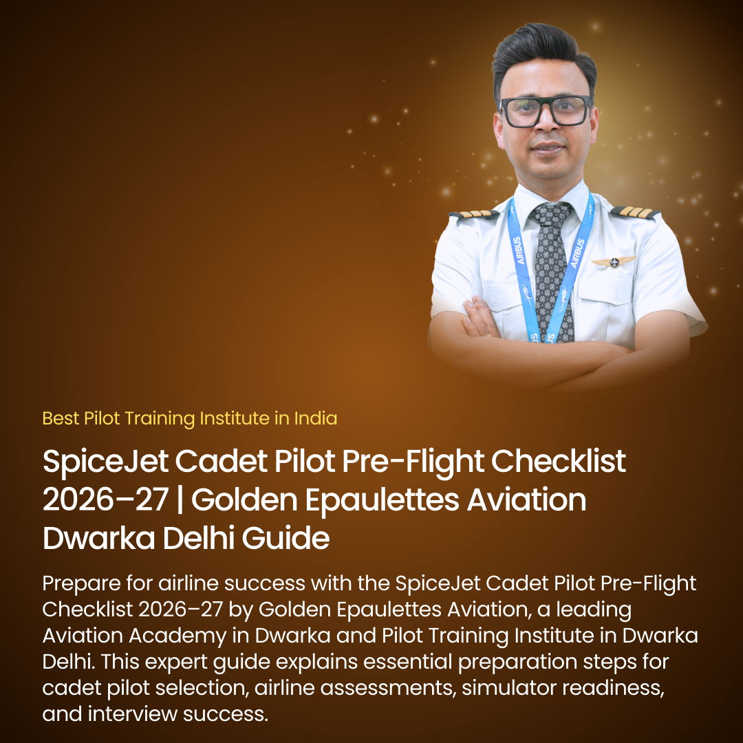 SpiceJet Cadet Pilot Pre-Flight Checklist 2026–27 | Golden Epaulettes Aviation Dwarka Delhi Guide